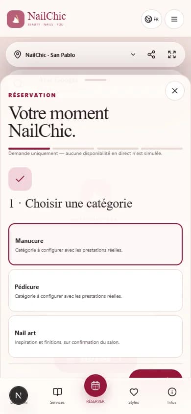 NailChic — Mobile · Parcours de demande